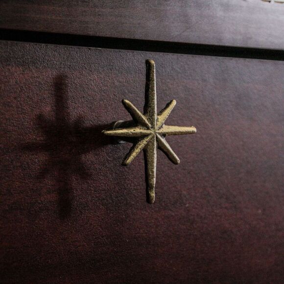 Set of 6 Antique Gold Finish Mid Century Modern Starburst Drawer Pulls Knobs - Picture 6 of 8